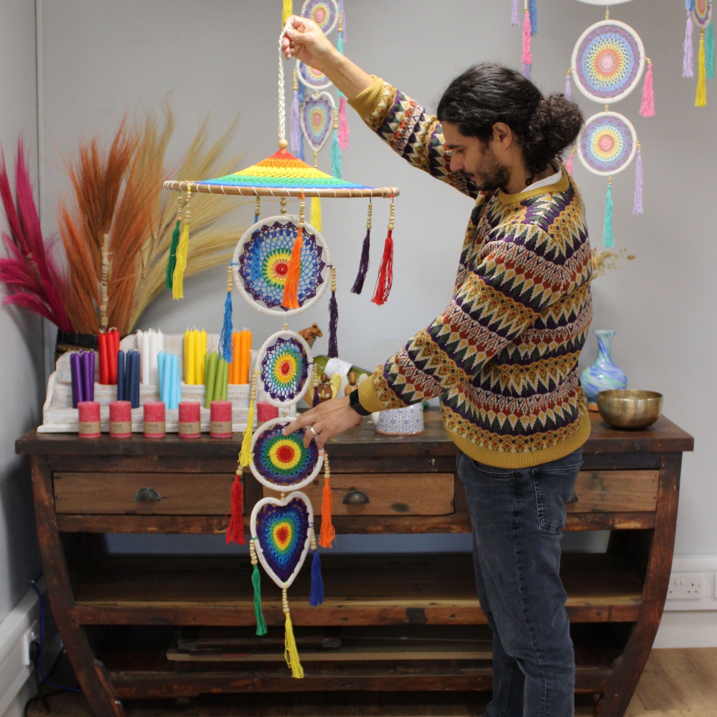 Extra Large Drama Dreamcatcher - Vivid Rainbow