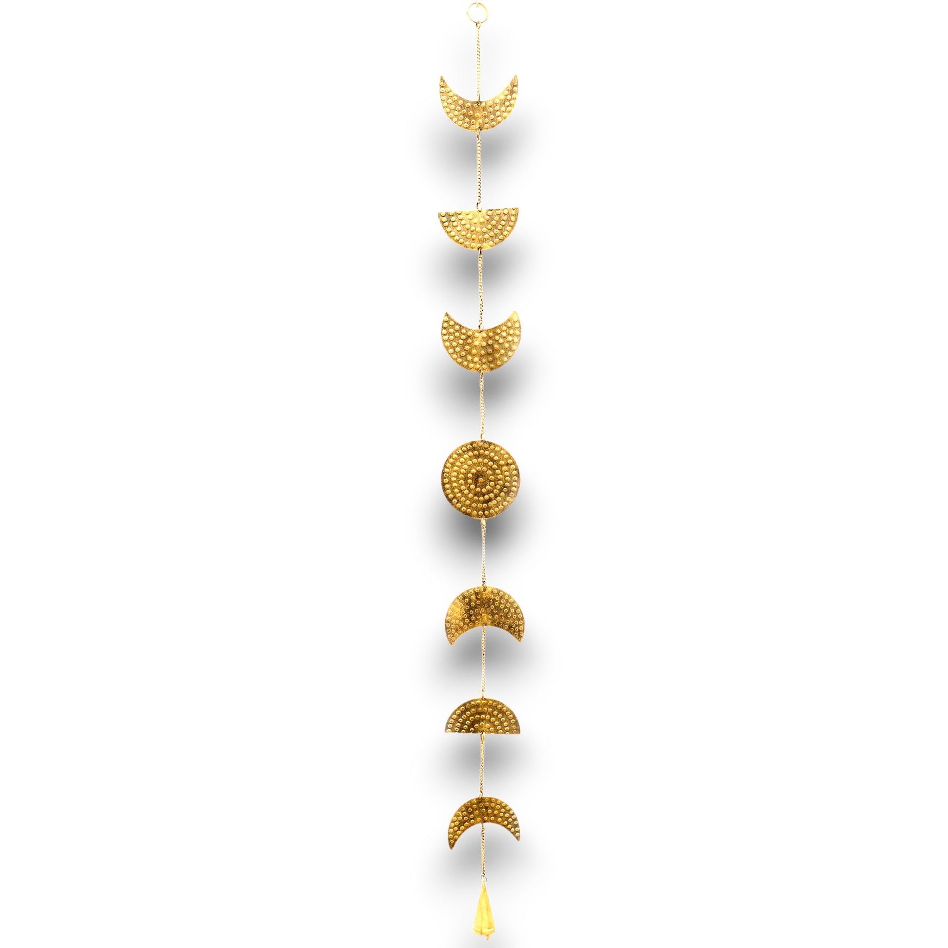 Indian Chimes - Brass Moon Phases Drop with Bell - 25cm