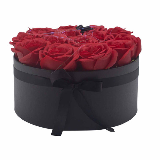 Soap Flower Gift Bouquet - 14 Red Roses - Round
