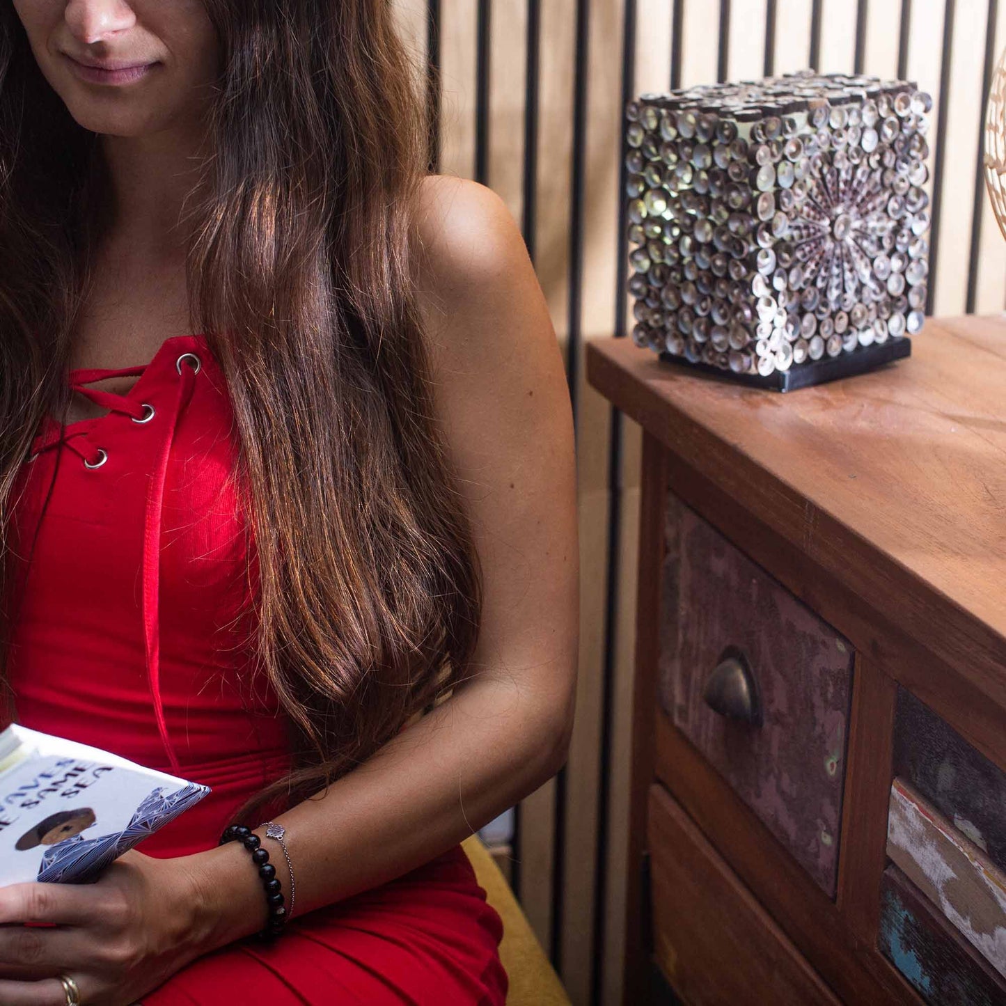 Boho Sea Shell Lamp - Chocolate Twist Square - 15cm