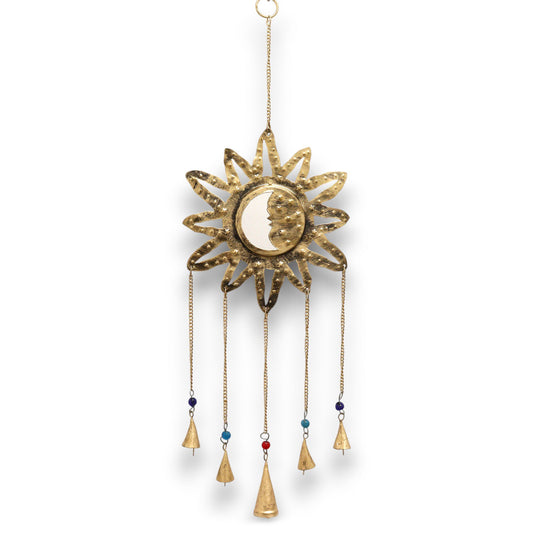 Indian Chimes - Sun Moon Sm Mirror 5 Bells - 12x65cm
